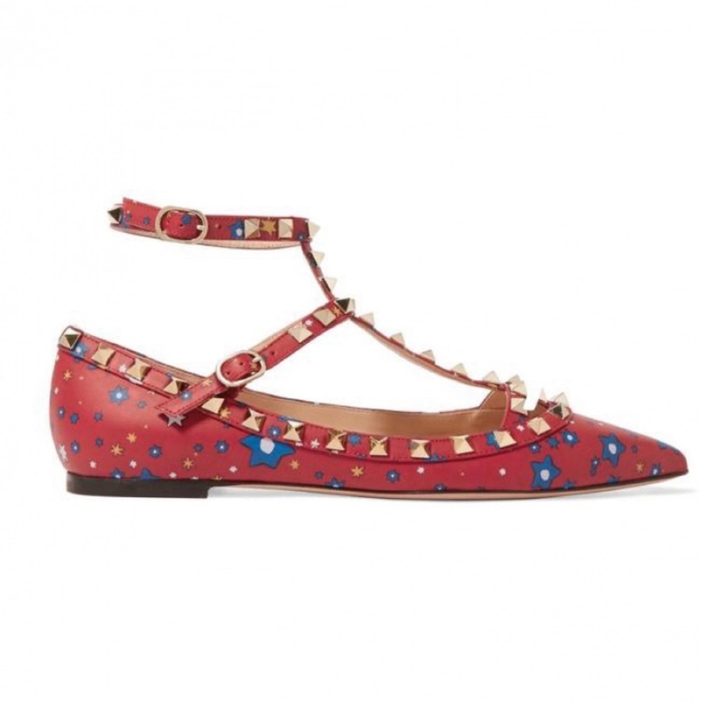 Studded Red and Blue Women's Flats